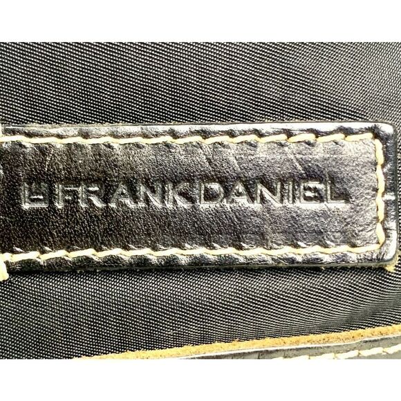 FRANK DANIEL ITALY BLCK NYLON GENUINE LEATHER TOTE CARRY-ON SHOULDER BAG HANDBAG - Picture 4 of 12